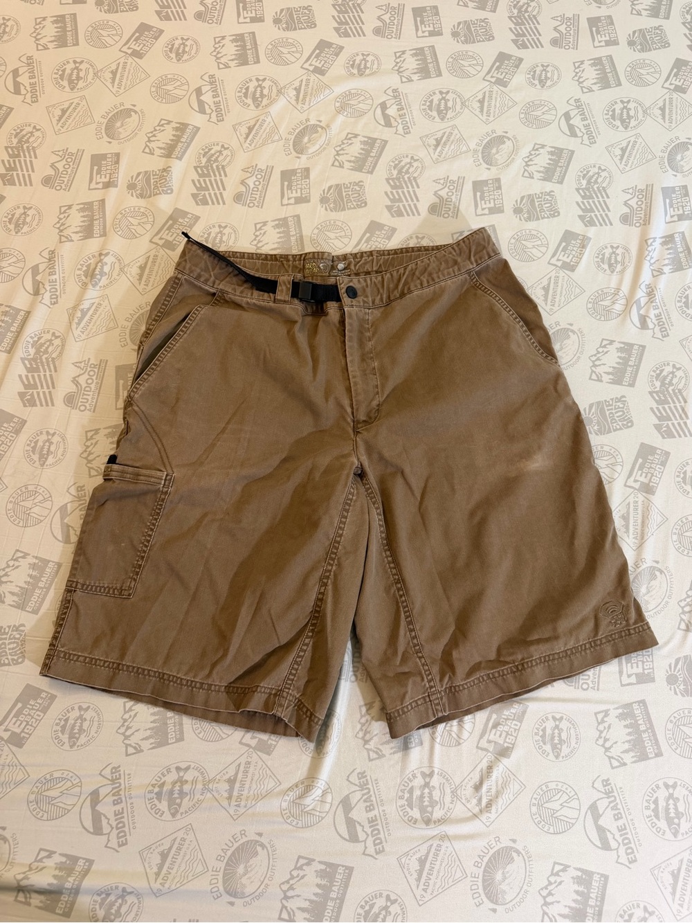 Mountain Hardwear Men Shorts L Khaki Cotton Nylon Cargo OM2646 Kurtis Hiking